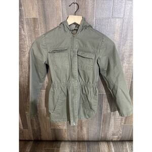 Paper Tee Girls Hooded‎ Green Utility, Size M(10/12)